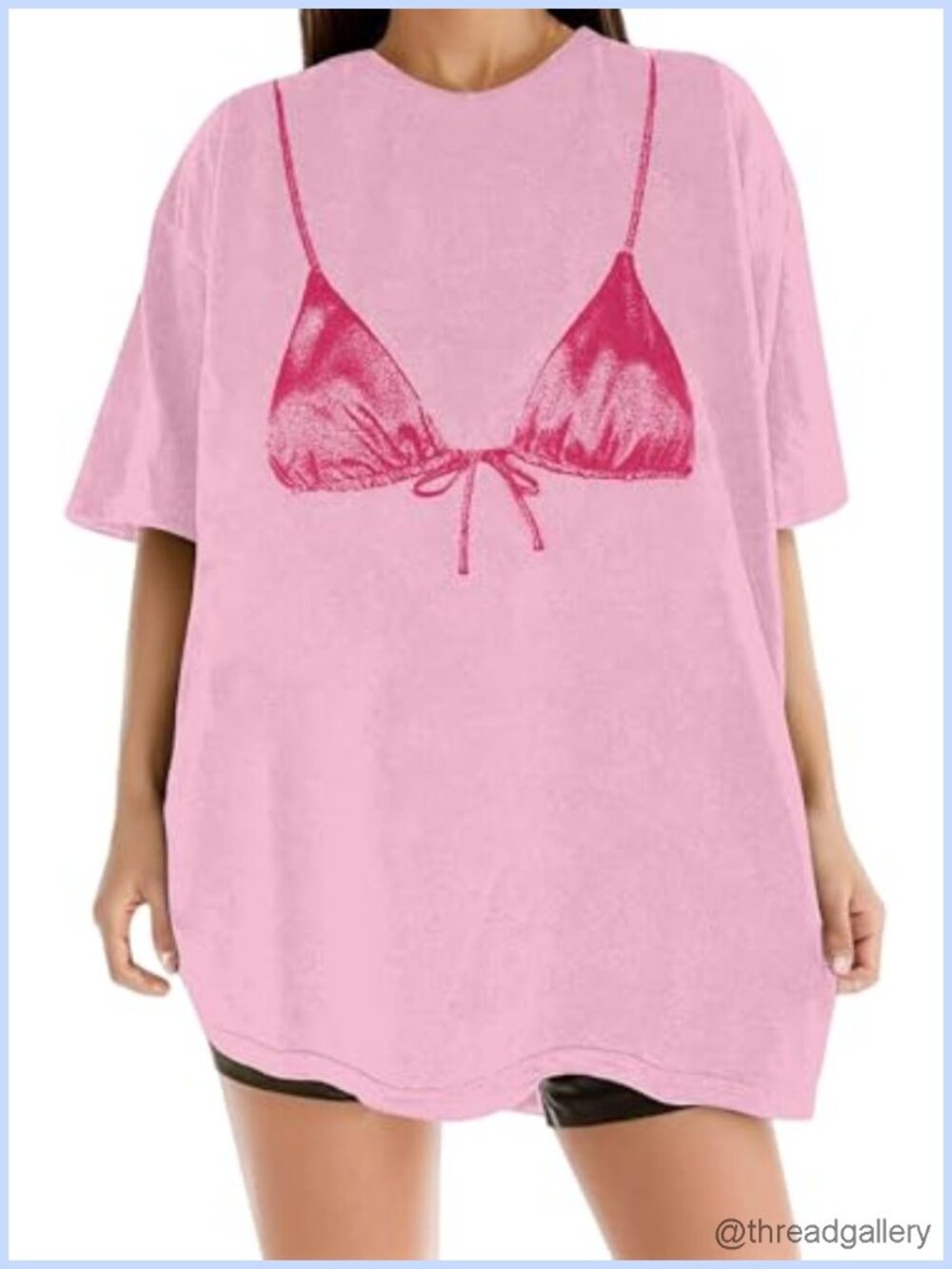 Oversized Bikini Graphic Tee Short Sleeve Crewneck Drop Shoulder T-Shirt
